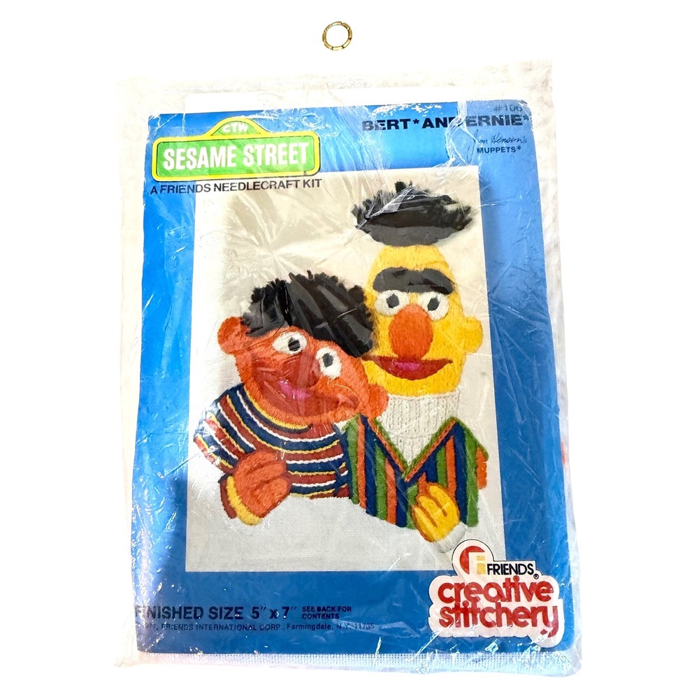 Vintage 1977 Sesame Street Bert & Ernie Needlecraft Kit 5x7 Muppets Retro Craft